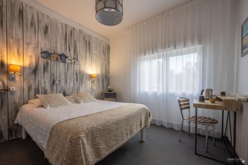 Séjournez dans la Chambre Standard côté océan de l'hôtel La Roseraie à Fouras : chambre confortable, Wi-Fi gratuit, vue bord de mer et ambiance reposante face à l’Atlantique.